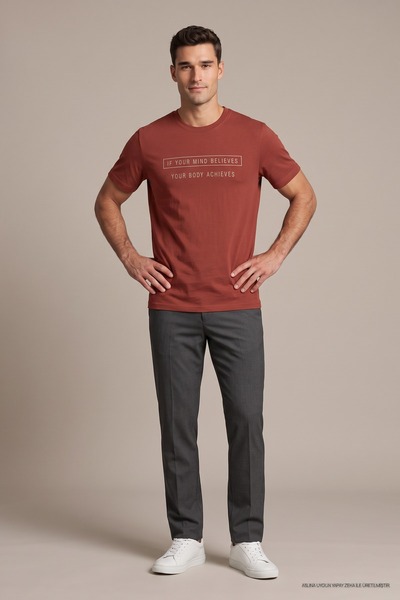 Maccali Tricou pentru bărbați Kiremit If Your Mind Believes, cu imprimeu, cu ...
