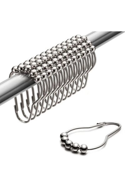 Choice Polished Nickel Shower Curtain Rings, Set of 12, Rust-Resistant Metal ...