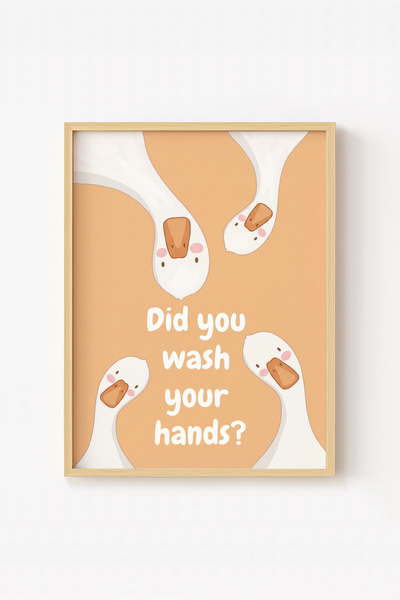 Pena Tablo Komik Ördek Banyo Ahşap Çerçeveli Tablo - Ördek Figürlü Wash Your ...