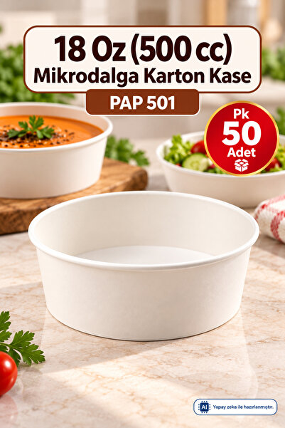 18 Oz 500 cc Beyaz Mikrodalga Karton Kase (PAP 501)
