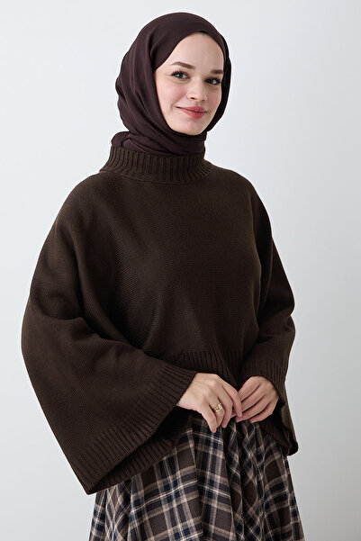 InStyle Kurzer, stark getöter, brauner Crop-Strickpullover mit weiten Ärmeln