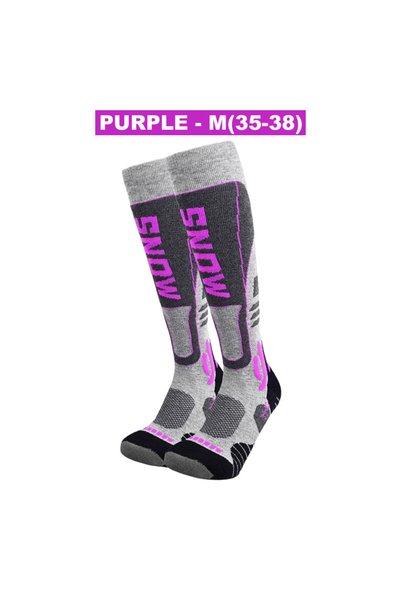 Choice جوارب تزلج طويلة عالية الجودة من صوف ميرينو من Purple-M، للرجال والنسا...