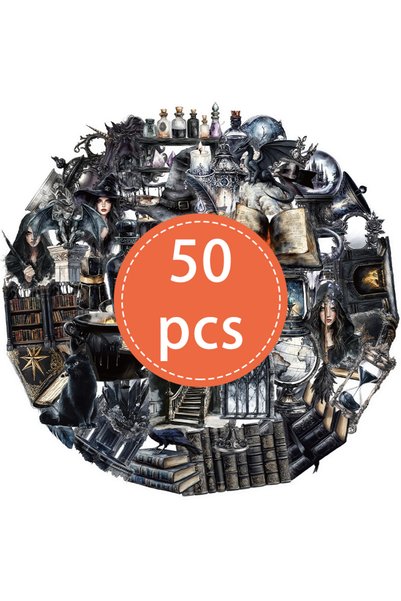Choice 50PCS-TZ-261 50PCS Magic Witch Stickers Pack PET Transparent Gothic Ma...