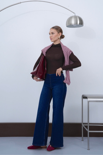 macharel jeans Women's Elastic Waist Flexible Comfortable Fit Wide Leg Pants