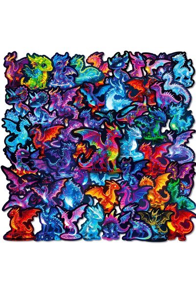 Choice1 A-56PCS 56/112PCS Cool Neon Fire Dragon Wings Stickers for DIY Water ...
