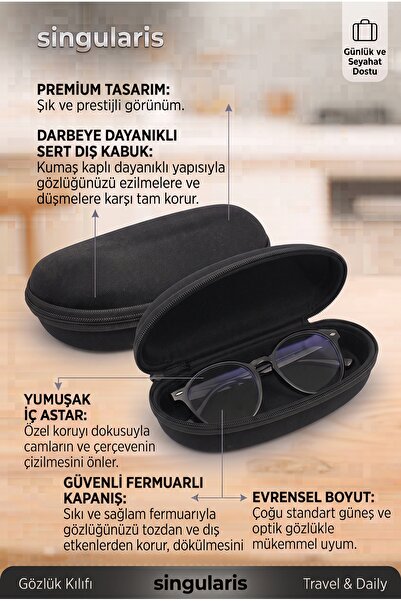 Singularis Fermuarlı Kumaş Gözlük Kılıfı - Dayanıklı ve Hafif Gözlük Koruma K...