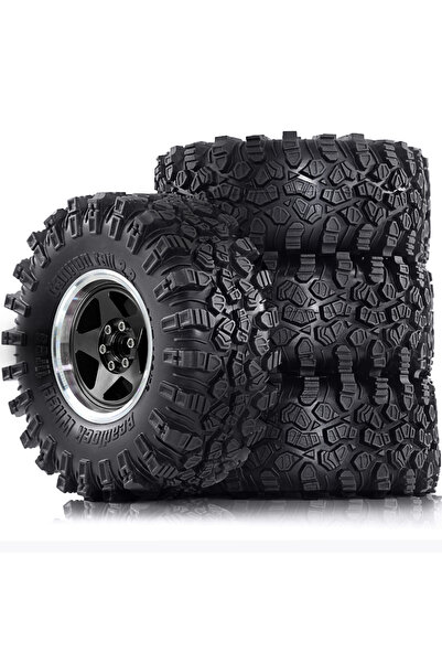 Choice Black 2.2 RC Crawler Tires and Metal Beadlock Wheels 4PCS for 1/10 1/8...