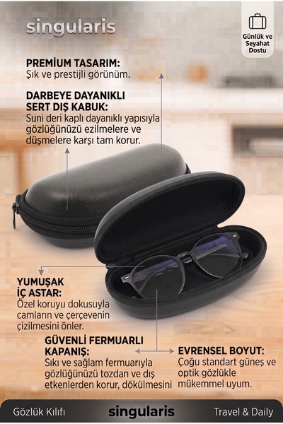 Singularis Deri Fermuarlı Güneş Gözlüğü Kılıfı