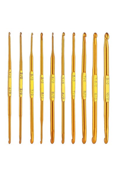 Choice army green 10 Pcs Double End Crochet Hooks Golden Crochet Needles Swea...