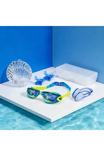 Choice1 Blue-Yellow Kids Electroplated Swimming Goggles High-definition Water...