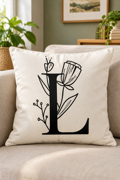 LadiesHome Lettered Cushion Cover - Letter L - 43x43 Cm