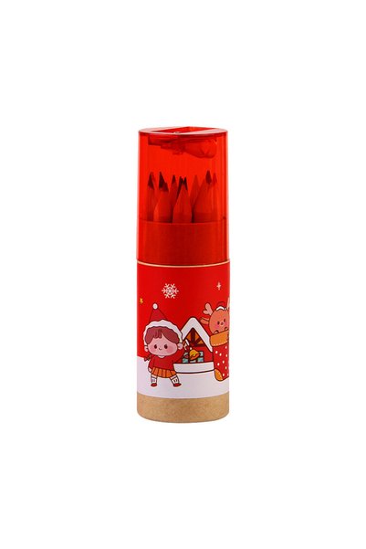 Choice Red 12 Colors Barrel Cartoon Colored Pencils Set Elementary School Dra...