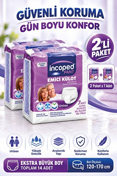 İncoped Hasta Bezi Emici Külot - Yüksek Emicili Hasta ve Yetişkin Bezi X Larg...