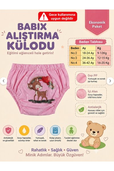 babixkids Yıkanabilir Alıştırma Külodu (DESENLERDE FARKLILIK OLABİLİR)