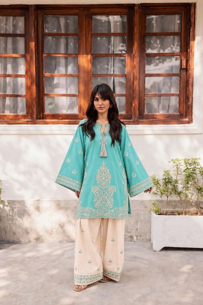 Bazm Mehfil Cambric Cotton 2-Piece Collection with Farshi Salwar