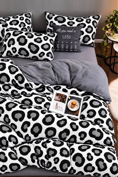 Always Комплект двустранни чаршафи за двойно легло Leopard White с ластик