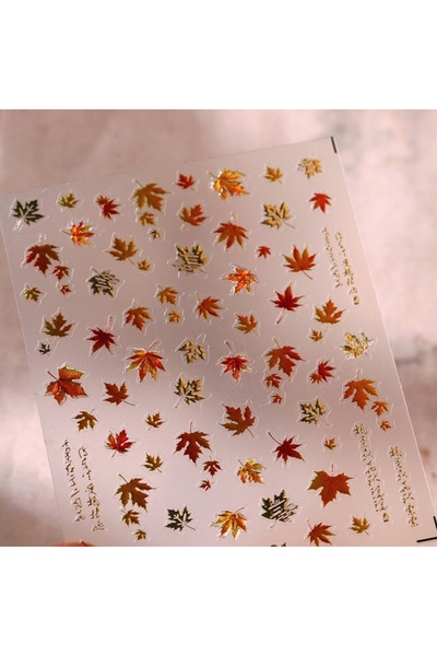 Choice 1pcs M-681 5D Relief Shiny Golden Jelly Autumn Maple Leaf Story Adhesi...