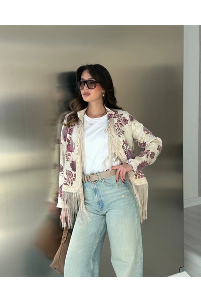 My Blog Burgundy Tasseled Jacket - 9835