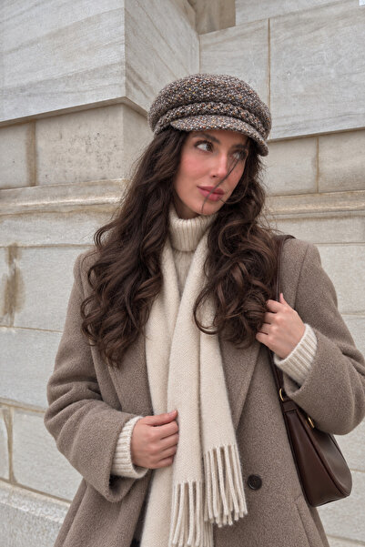 Mollycrush Pălărie maro tip Newsboy de iarnă |   Șapcă vintage de damă stil N...