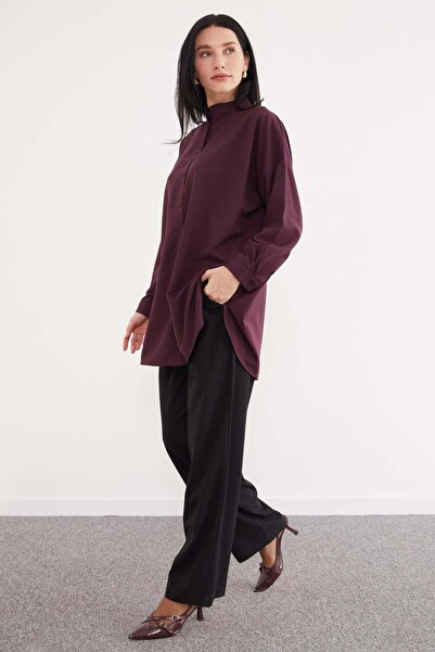 Fulla Moda Cămașă Fullamodest Basic cu guler înalt