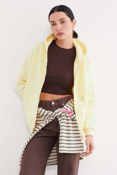 Fulla Moda Basic-Sweatshirt mit Kapuze und Reißverschluss in Übergröße
