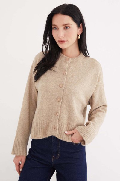 Fulla Moda كارديجان تريكو بأزرار وفتحات جانبية