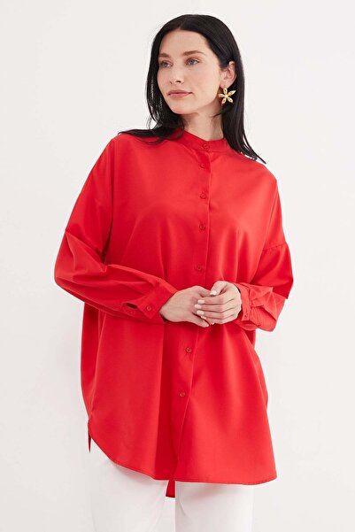 Fulla Moda Cămașă Fullamodest Basic cu guler înalt