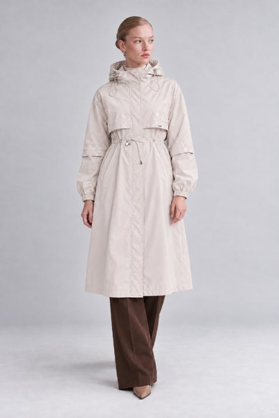Levidor Windbreaker Detailed Trench Coat Beige
