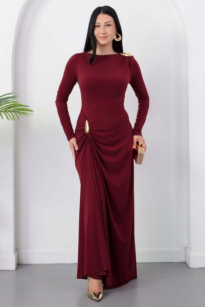 PULLIMM Rochie cu decolteu tip crewneck și cataramă la umăr K-262730