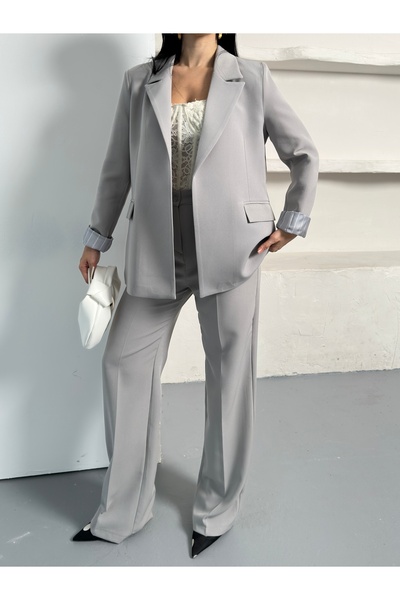 Moda İkra blazer ceket pantolon kemerli takım