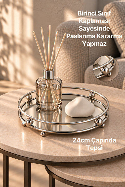 mba decor metal bending art Misket Gümüş Tepsi Organizer Kahve Yanı Servis Sunumluk Hediyelik Dekorasyon Organizer Parlak Siyah