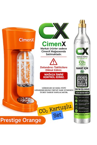 CİMENX Soda Maker – Prestige Orange - Soda Kartuşlu Set