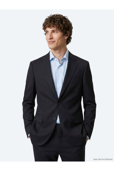 Kip Navy Blue Straight Modern Fit Wool Blended Suit