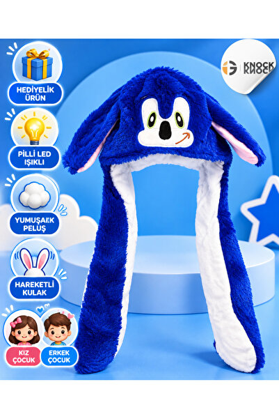 Knock Knock LED Işıklı Sonic Peluş Şapka – Hareketli Kulaklı – Eğlenceli Kara...
