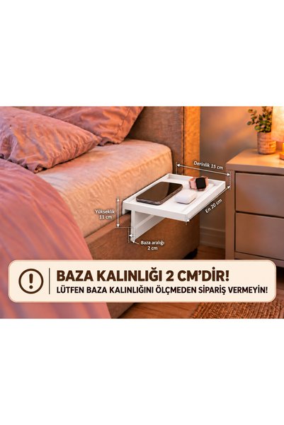 Baydıoğlu Grup Yatak Kenarı Düzenleyici Raf – Telefon ve Kişisel Eşya Tutucu KALINLIĞI 2 CM OLAN BAZALAR İÇİN UGUNDUR !