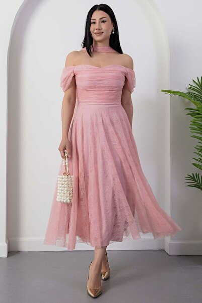 PULLIMM Sweetheart Neckline Low Sleeve Lace Dress Drp2079