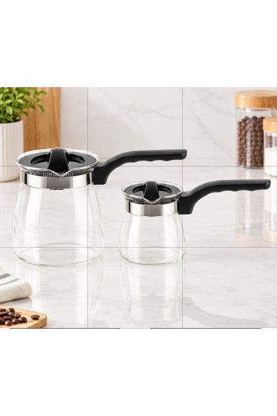 Heat Resistant Glass Coffee Pot Set (2 Pieces) • 300Ml-800Ml