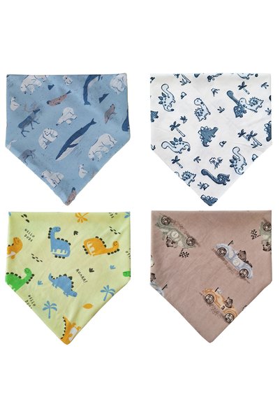 Baby Minik Triangle Scarf Combed Cotton Drool and Feeding Bib 10 Pieces