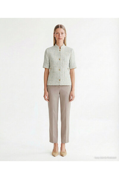 Yargıcı Fitted High Collar Short Sleeve Jacket