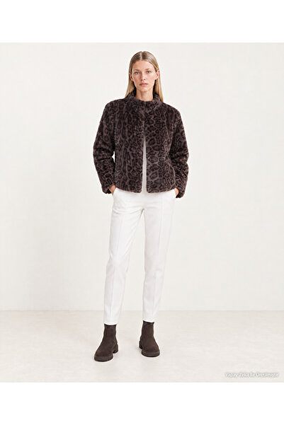Yargıcı Regular High Collar Long Sleeve Faux Fur Coat