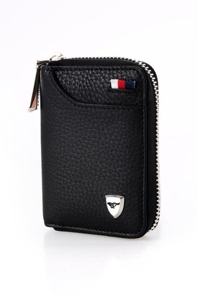 SEPTWOLVES Quality Black Genuine Leather 10-Card Holder