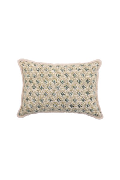 Yargıcı Floral Patterned Cotton Fabric Rectangular Pillow (50X35 cm)