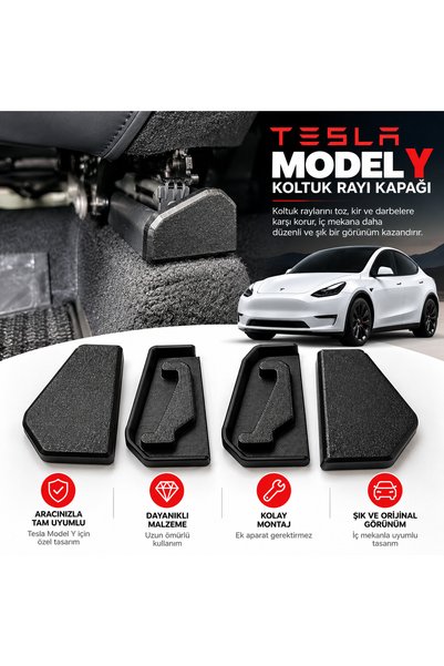 Filamel Tesla Model Y Uyumlu Koltuk Rayı Koruma Kapağı - Ön Koltuk Altı Ray K...