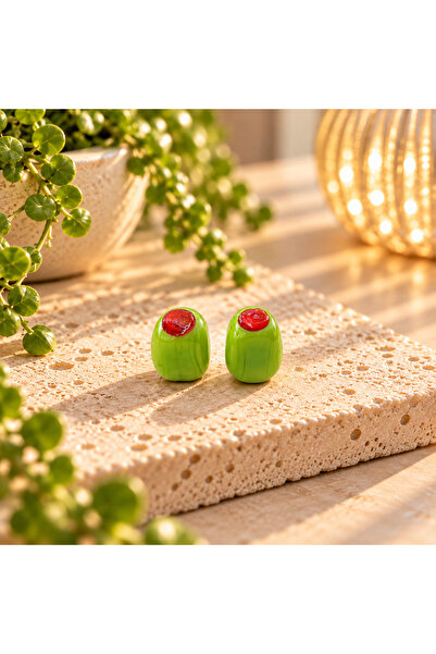 ADAMODART Handmade Murano Olive Beads (2 Pieces)