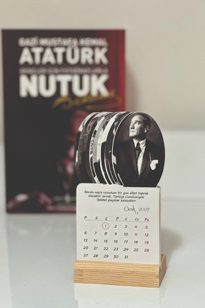 Genel Markalar Atatürk Takvimi Ahşap Ayaklı Atatürk Temalı Mini Özel Tasarım ...