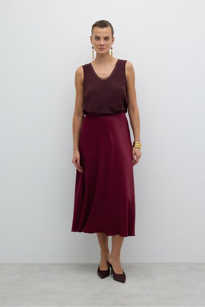 Roman Kloş Midi Boy Etek Bordo K2615052_008