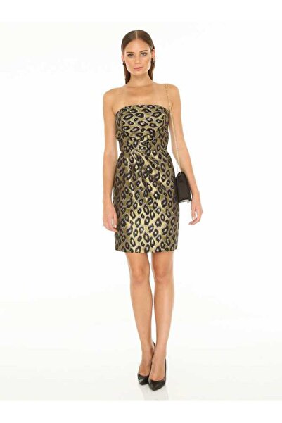 Roman Straplez Gold Desenli Mini Elbise Orginal K1521069_050