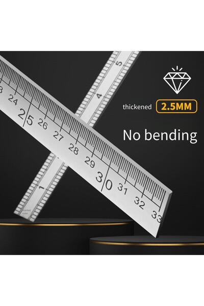 Choice مسطرة مستقيمة شديدة التحمل من الفولاذ المقاوم للصدأ - 33 سم، مسطرة خيا...
