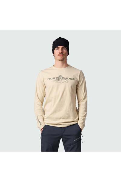 NORTHFINDER Tricou din bumbac organic de drumeție pentru bărbați CELETIN, Bej