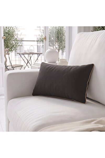 Bc Home غطاء وسادة مستطيل الشكل بلون ذهبي مع حواف مزخرفة، ملمس ناعم، قطعة واحدة